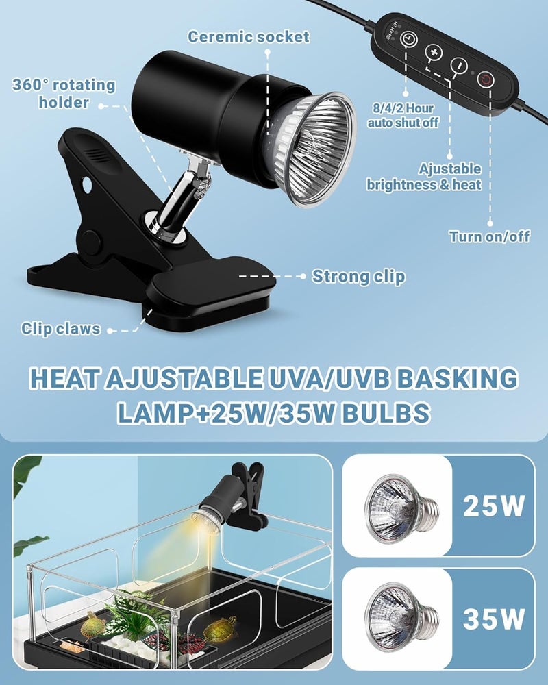 GOZILLA Small Turtle Tank Kit(Tank+Lamp+Filter), Acrylic Turtle Starter Kit with Adjustable Lamp, Reptile Habitat and Terrarium with Multi-Functional Areas for Small Reptiles. (Black Kit) - Image 4